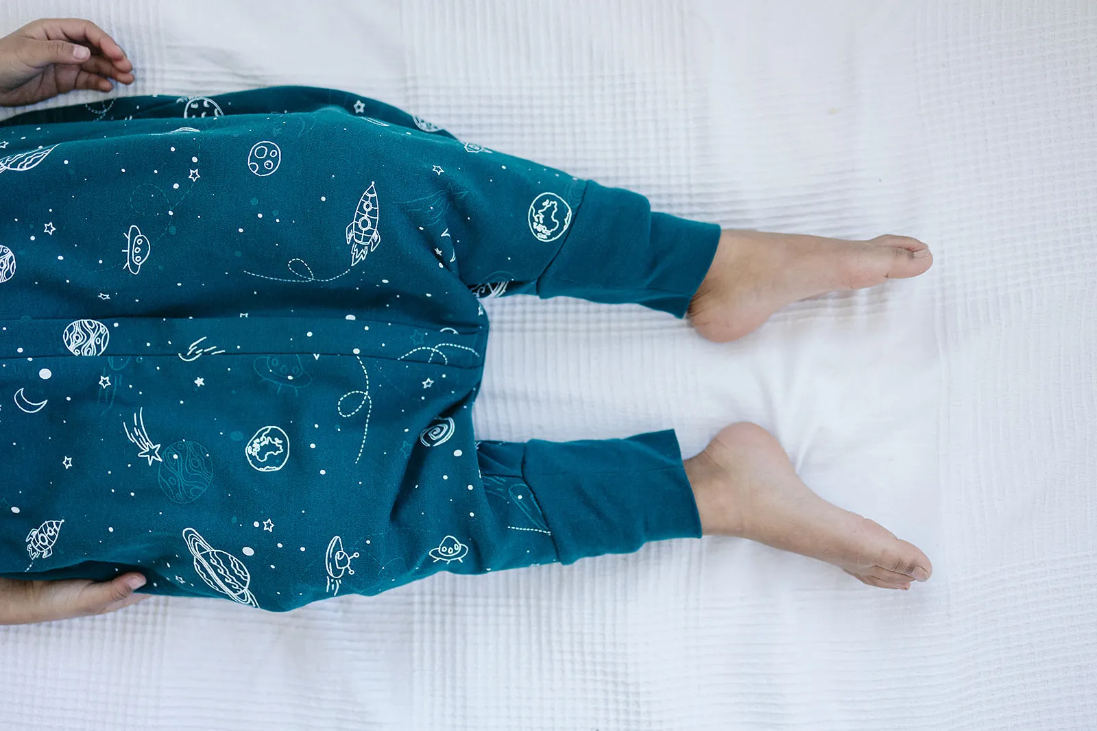 4 Season® Baby Sleep Bag with Feet, Merino Wool & Organic Cotton, Space - GLOW IN THE DARK