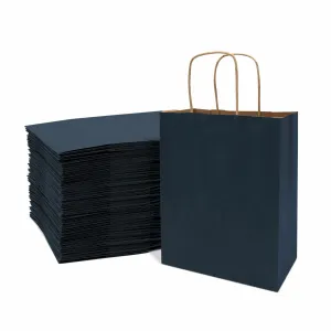 8x4x10 Small Navy Blue Paper Bags with Handles