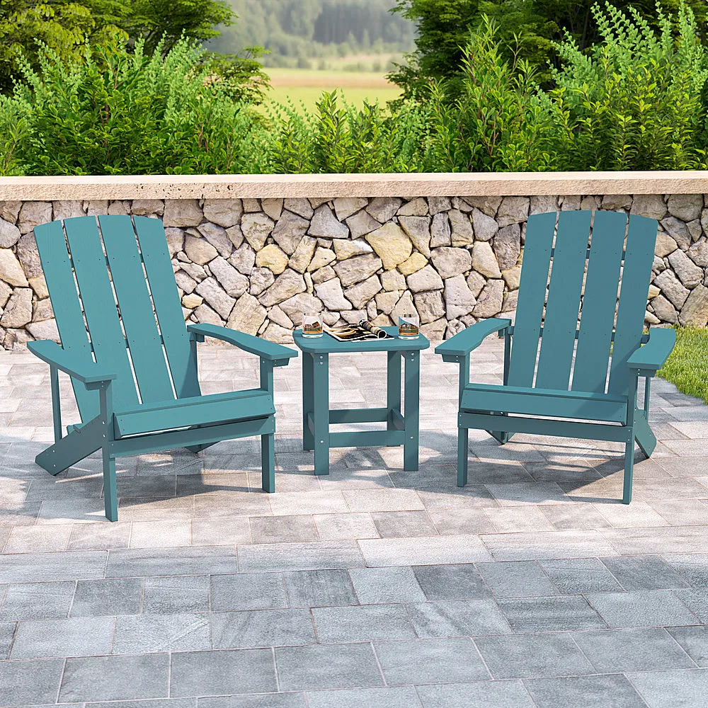 Alamont Home - Charlestown Indoor/Outdoor Adirondack Style Side Table and 2 Chair Set in - Sea Foam