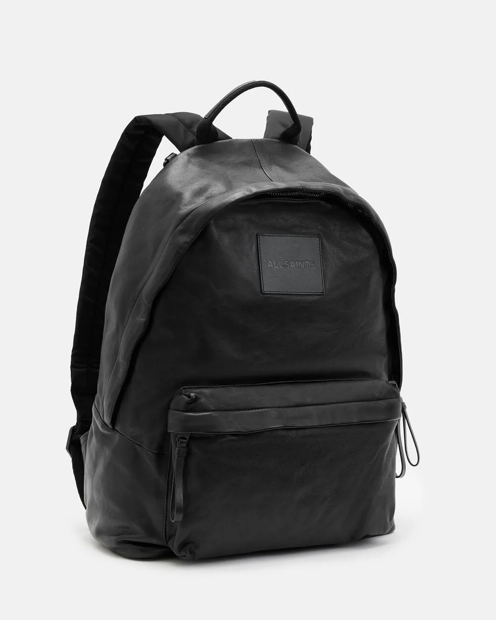 AllSaints leather backpack with carabiner, black