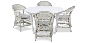 Amalfi Round 5 Piece Outdoor Setting with Wicker Chairs