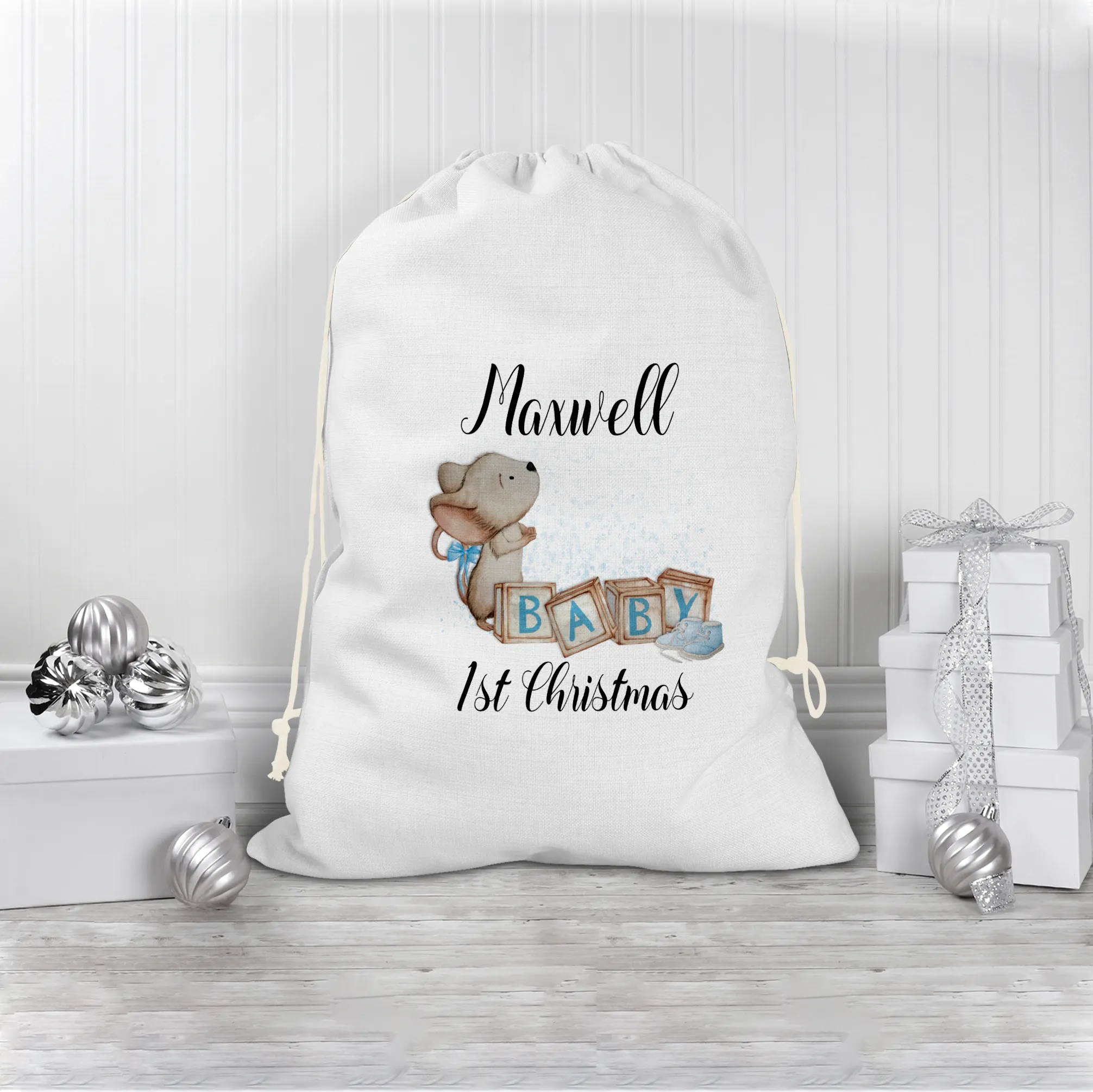 Baby's 1st Christmas Personalised Santa Gift Sack