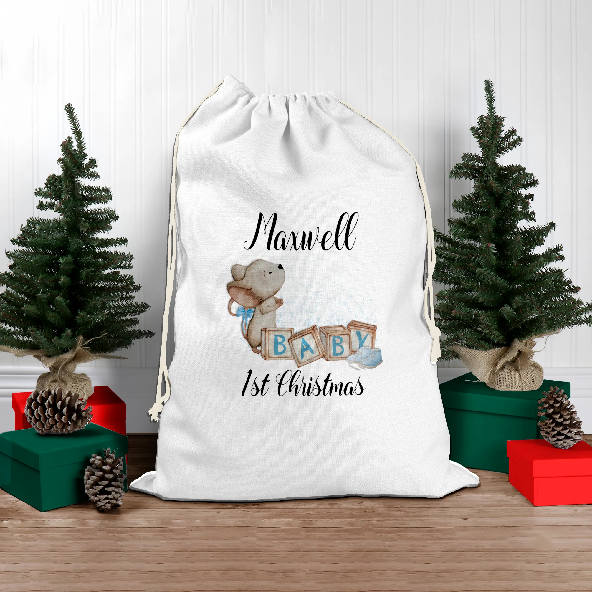 Baby's 1st Christmas Personalised Santa Gift Sack