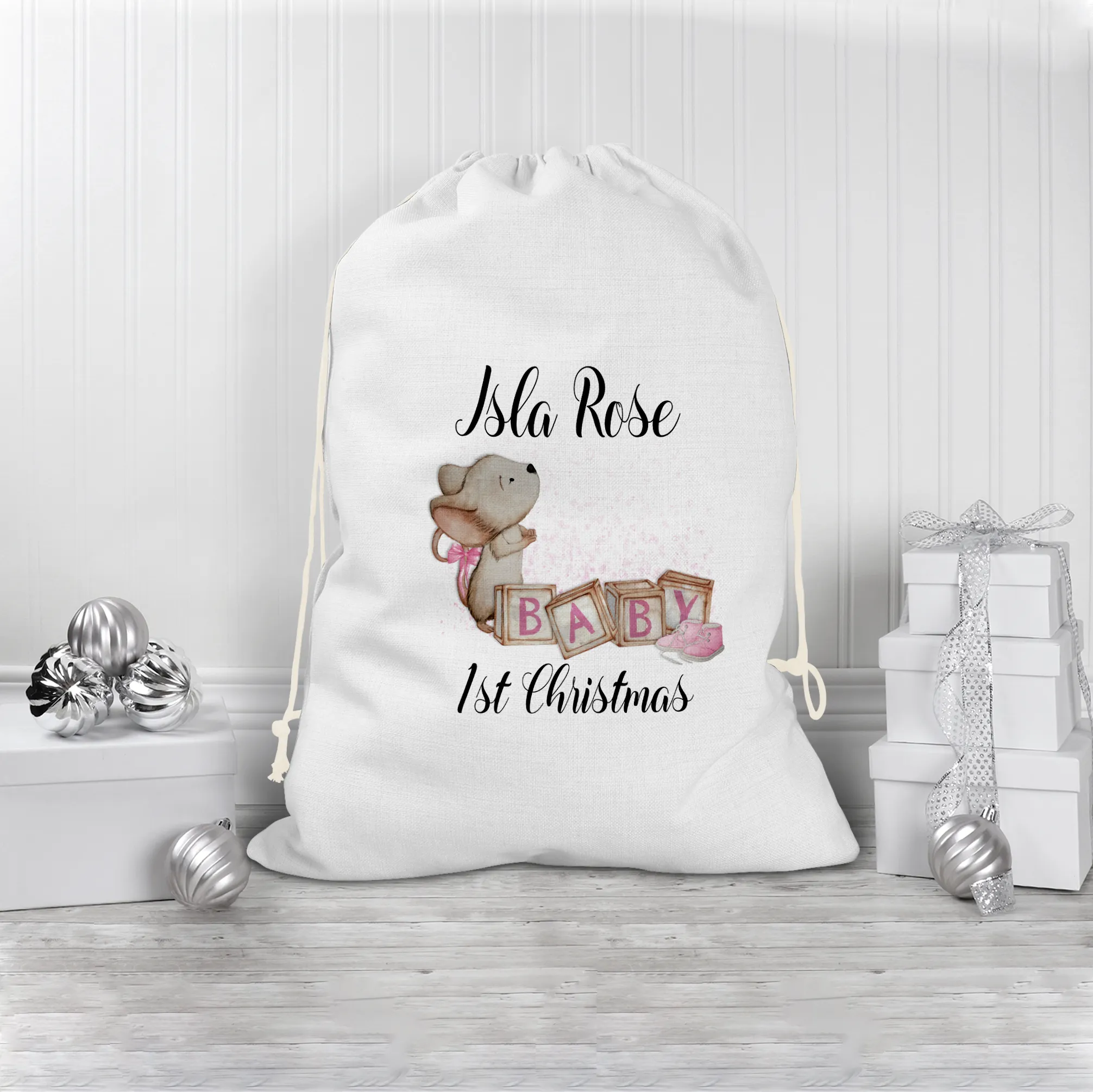 Baby's 1st Christmas Personalised Santa Gift Sack