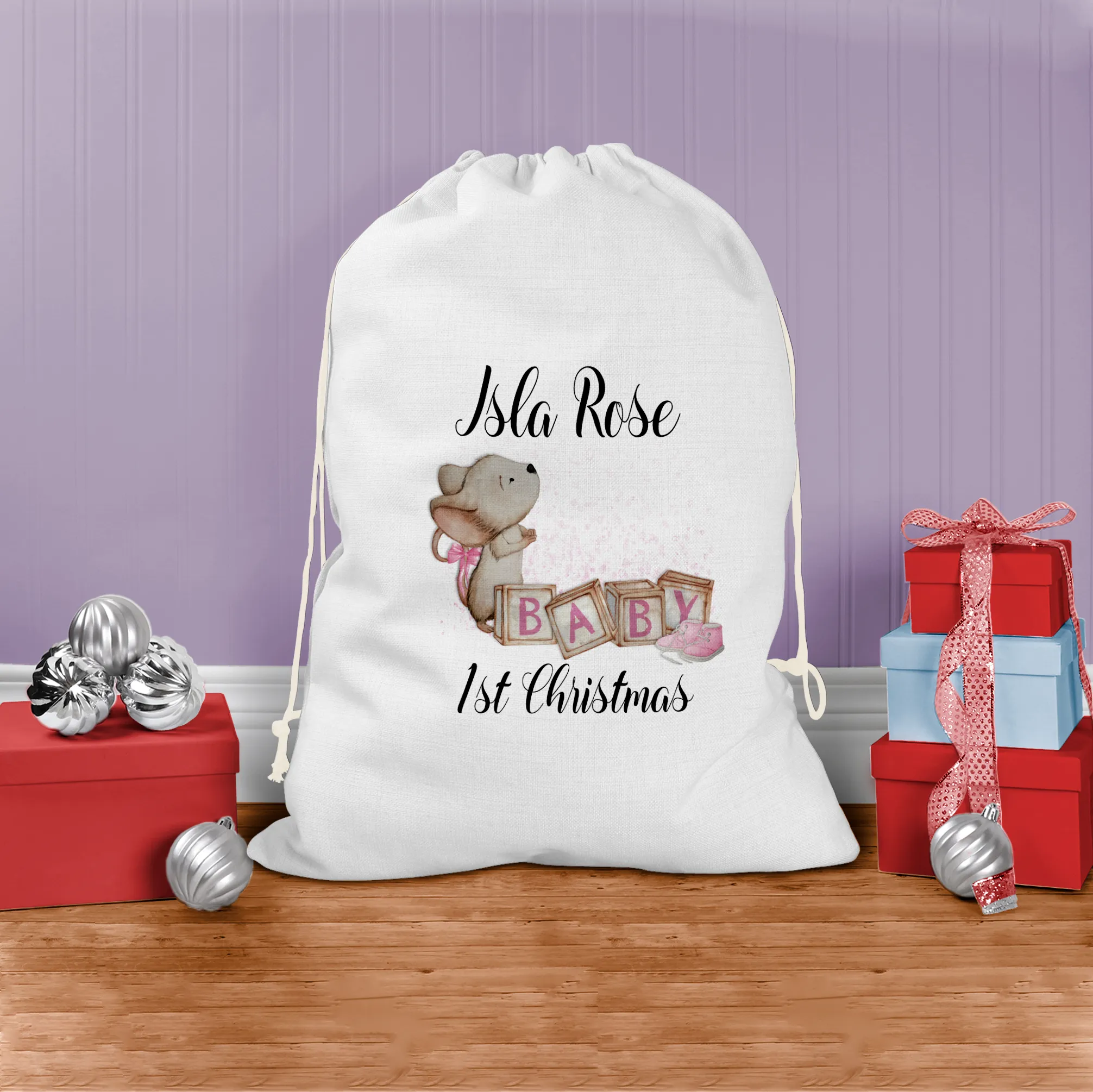 Baby's 1st Christmas Personalised Santa Gift Sack