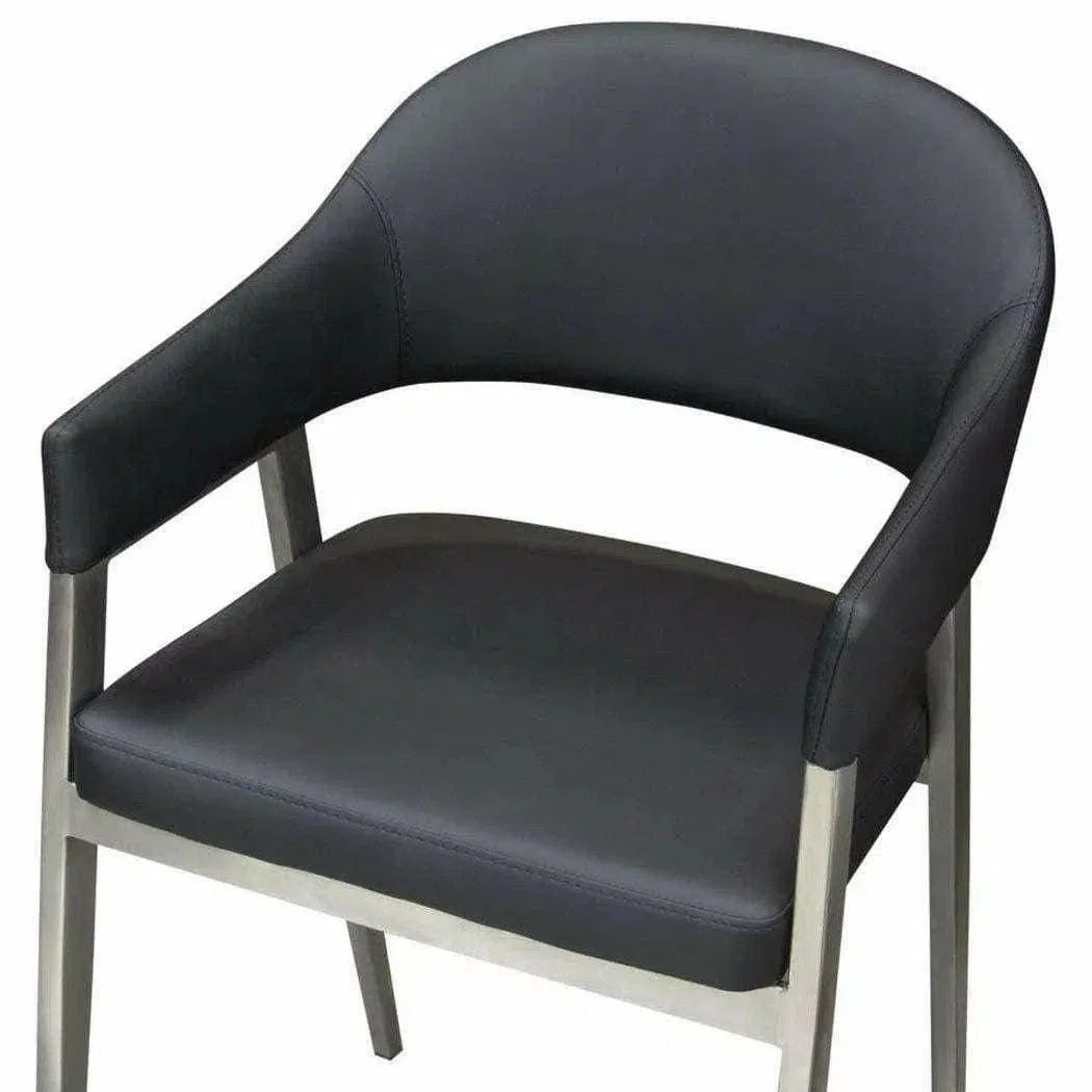 Black Leather Counter Height Chairs Set of Two