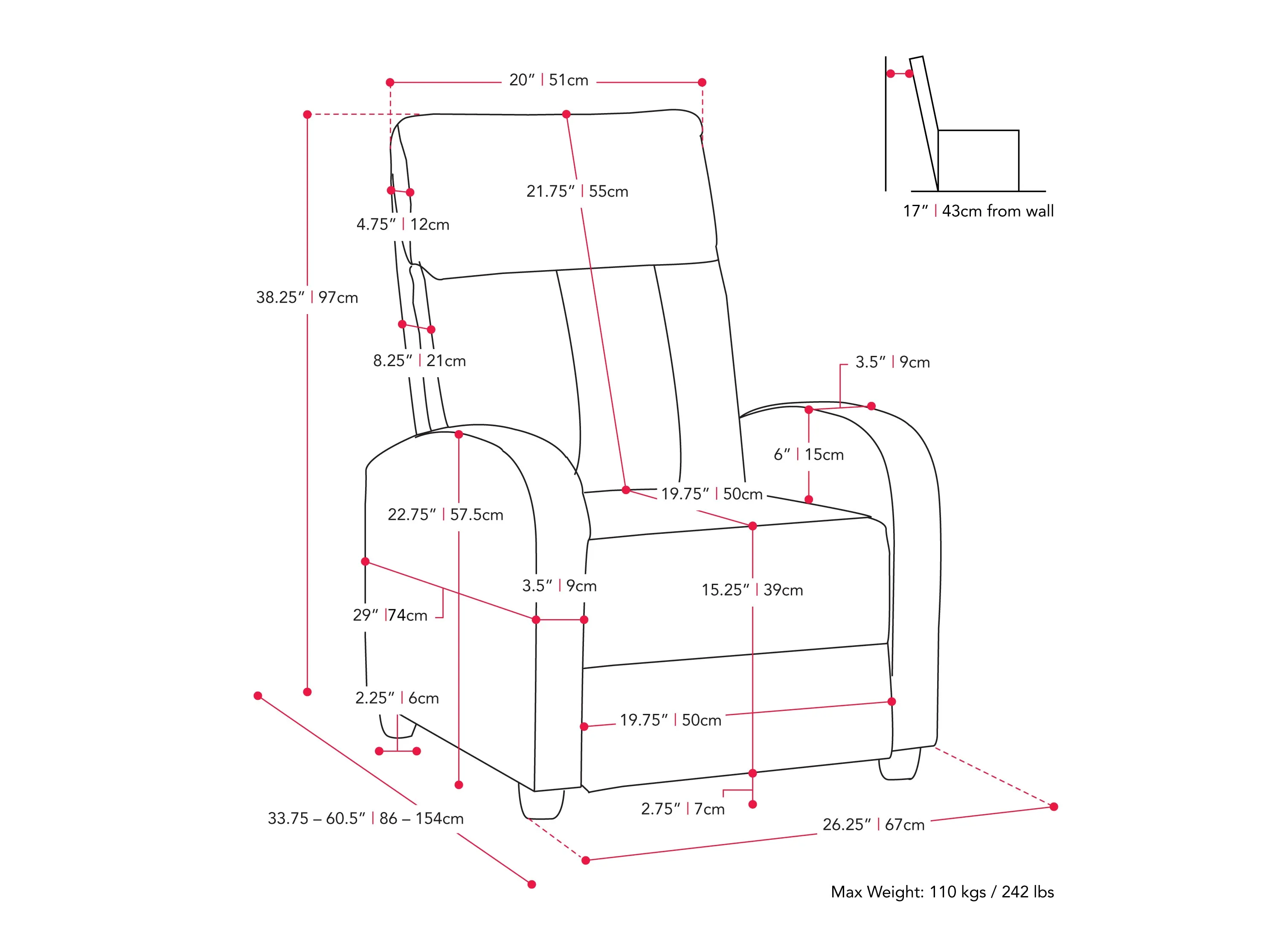 Black Push Back Recliner