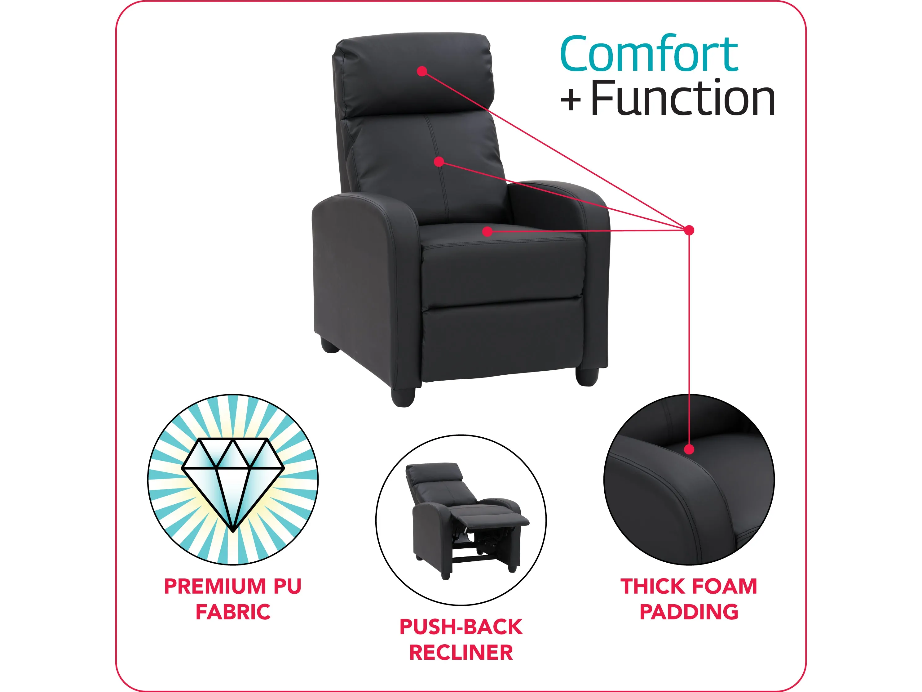 Black Push Back Recliner