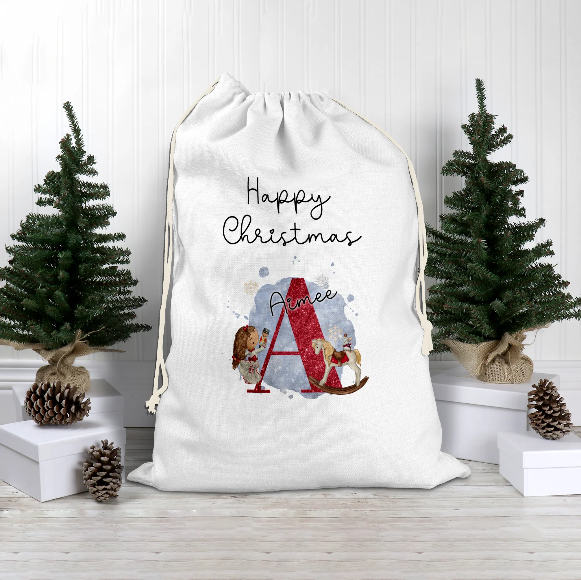 Christmas Ballet Dancer Alphabet Personalised Christmas Santa Sack