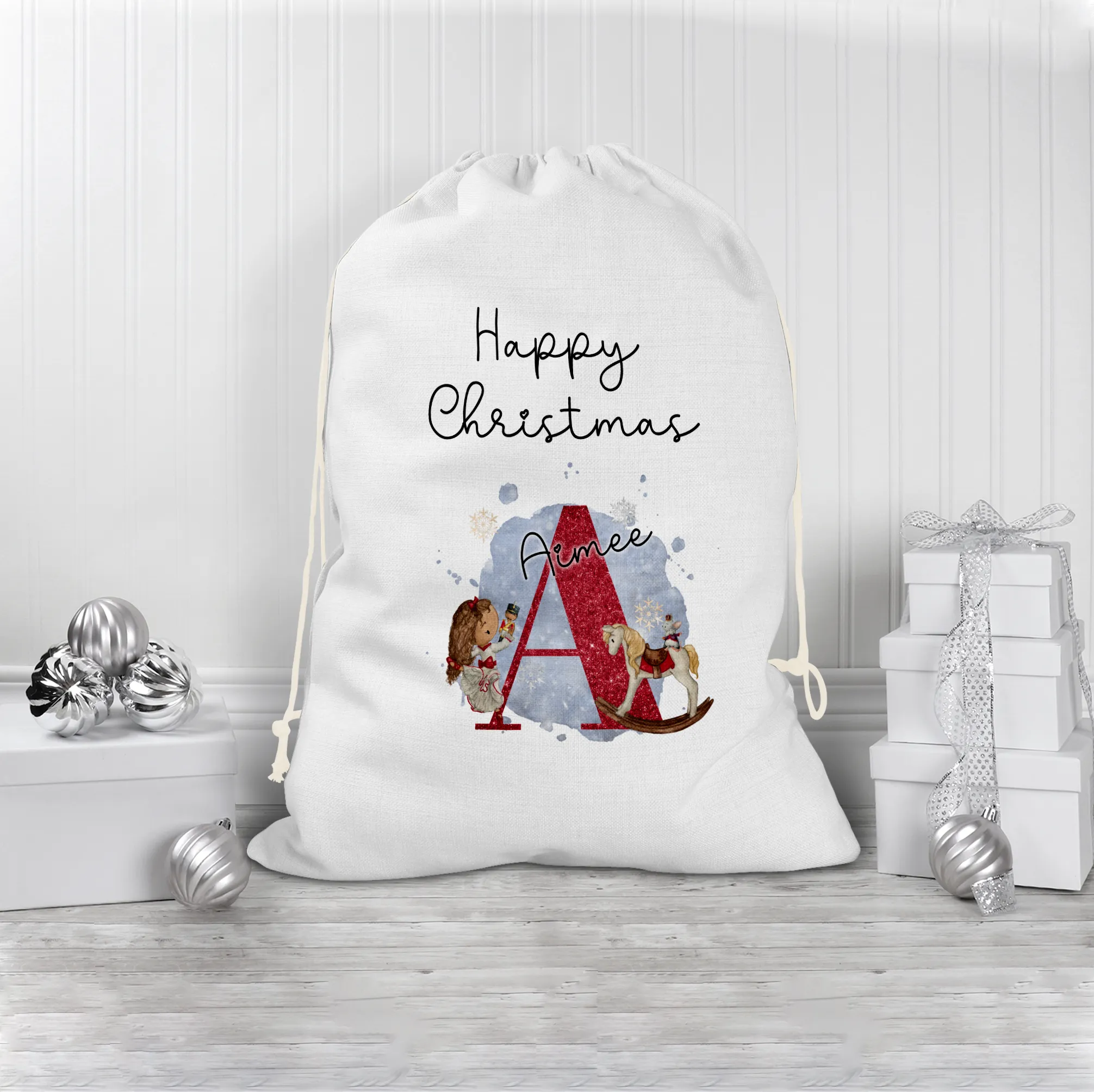 Christmas Ballet Dancer Alphabet Personalised Christmas Santa Sack