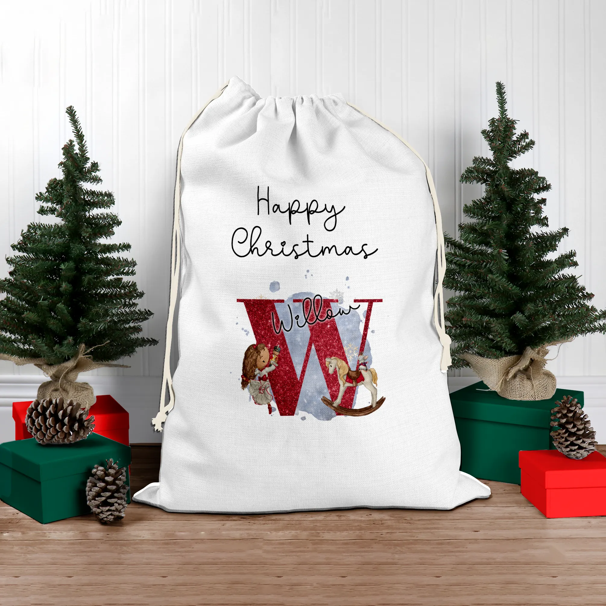 Christmas Ballet Dancer Alphabet Personalised Christmas Santa Sack