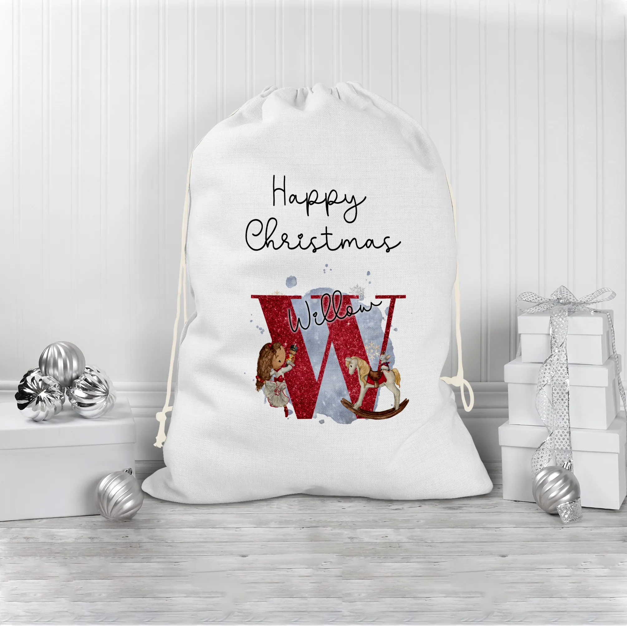 Christmas Ballet Dancer Alphabet Personalised Christmas Santa Sack