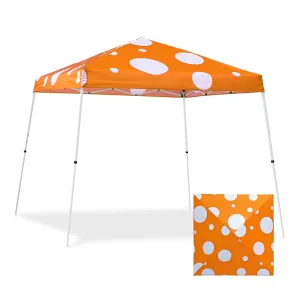 Eagle Peak SHADE GRAPHiX Slant Leg 10x10 Easy Setup Pop Up Canopy Tent (Orange Mushroom Top)