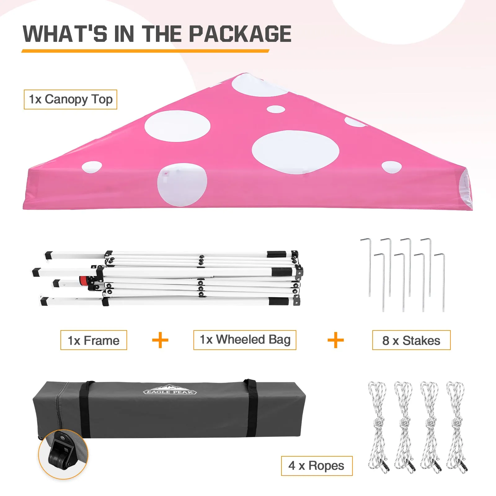 Eagle Peak SHADE GRAPHiX Slant Leg 10x10 Easy Setup Pop Up Canopy Tent (Pink Mushroom Top)