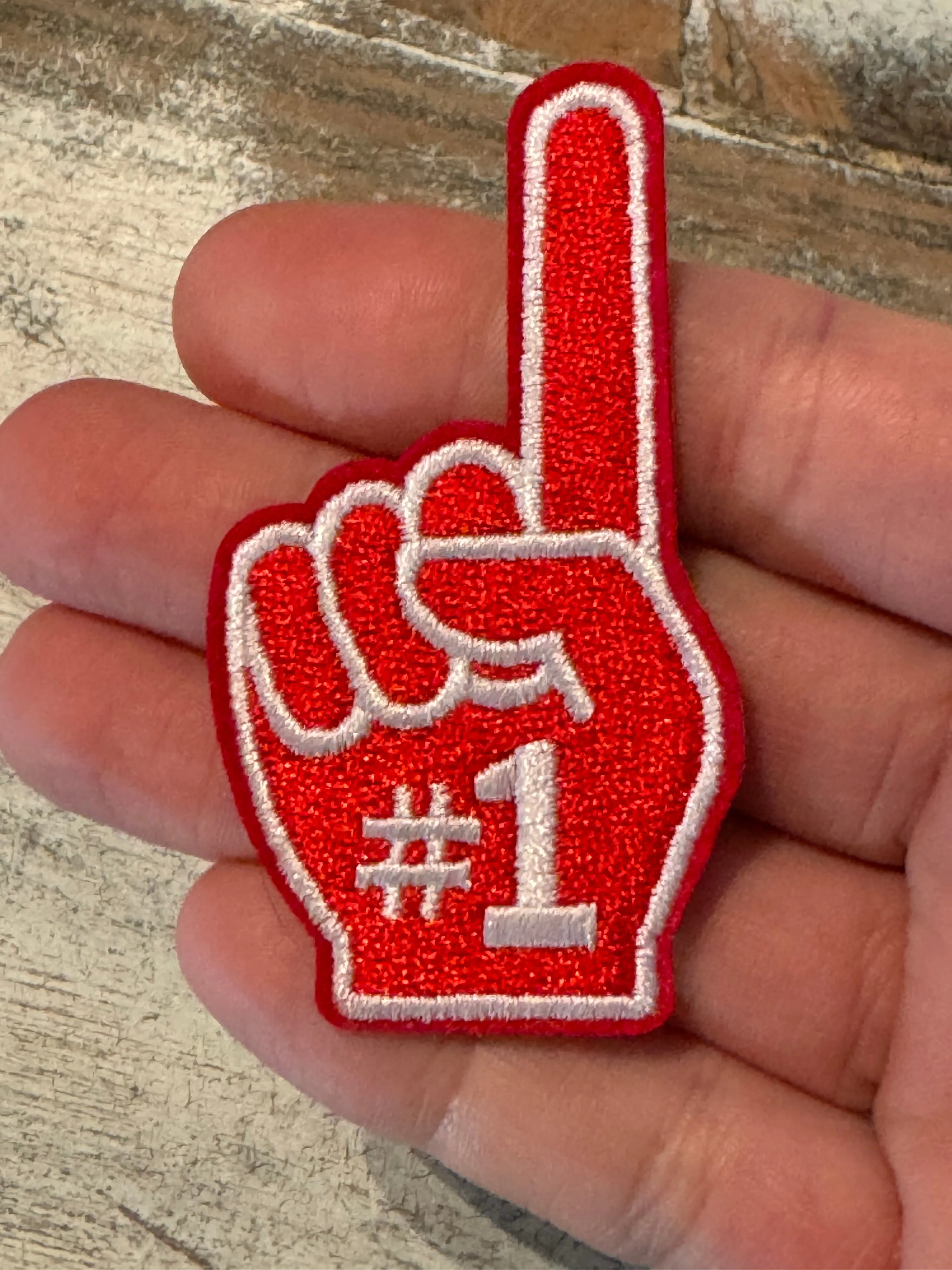 Foam Finger #1 Game Day Iron On Patches