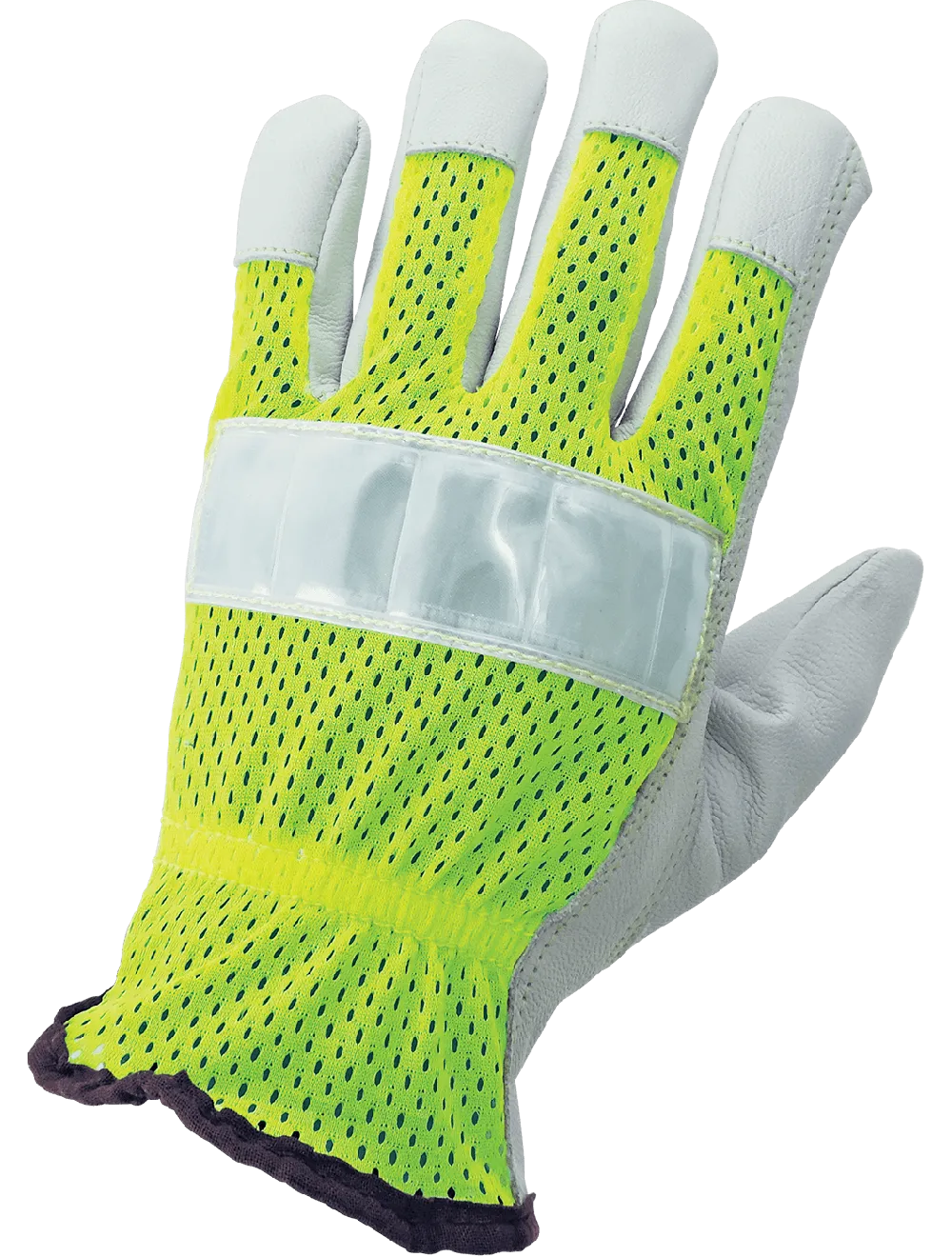 Global Glove High-Visibility Mesh Back Premium Goatskin Leather Palm Drivers Style Gloves