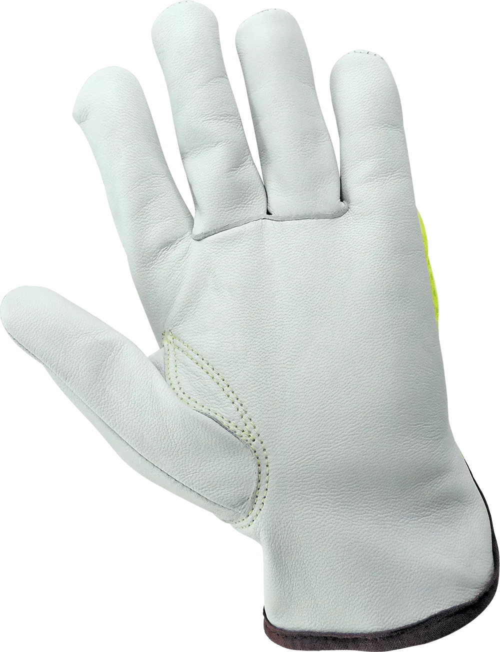 Global Glove High-Visibility Mesh Back Premium Goatskin Leather Palm Drivers Style Gloves