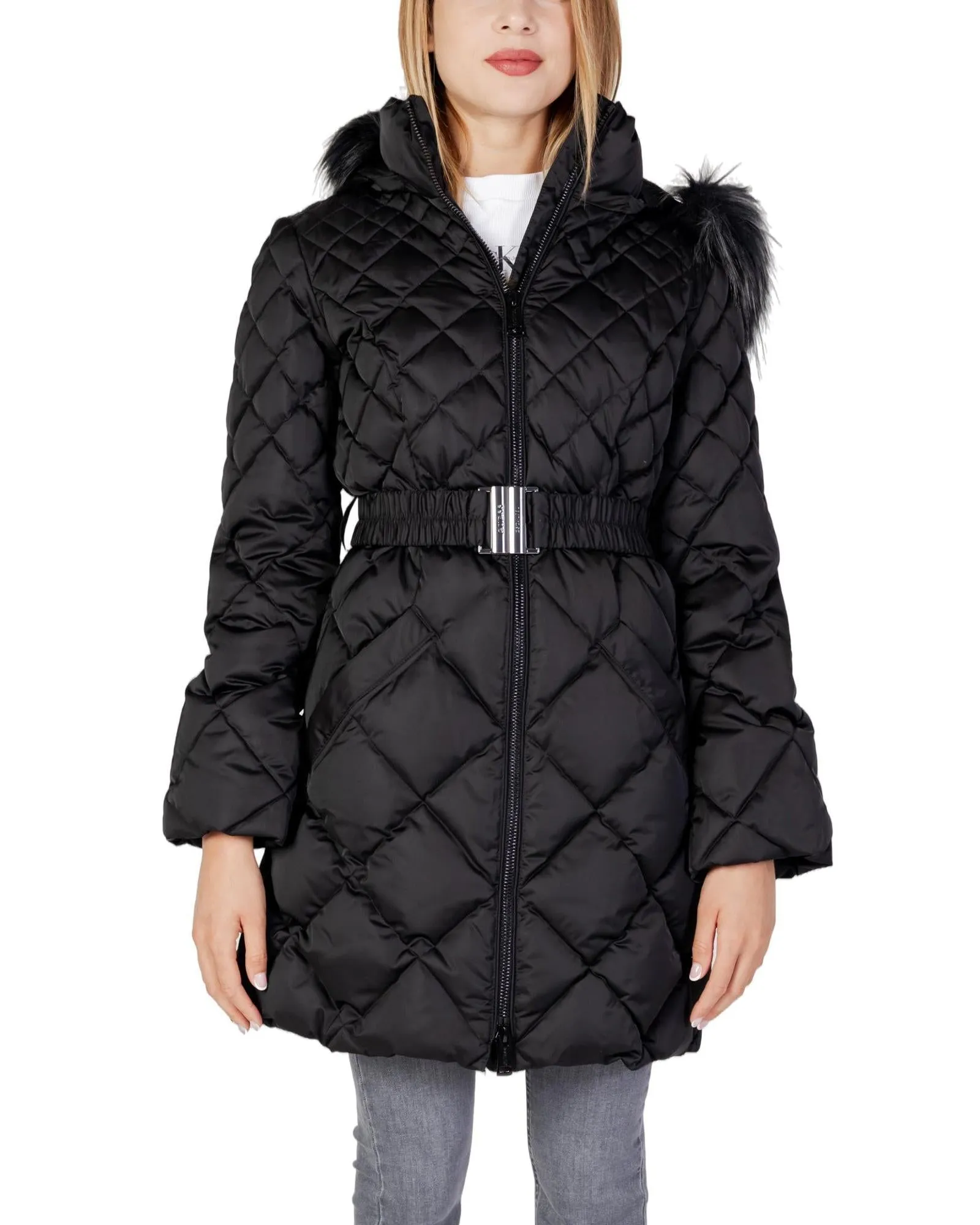 Guess Women's Belted Puffer Coat Black