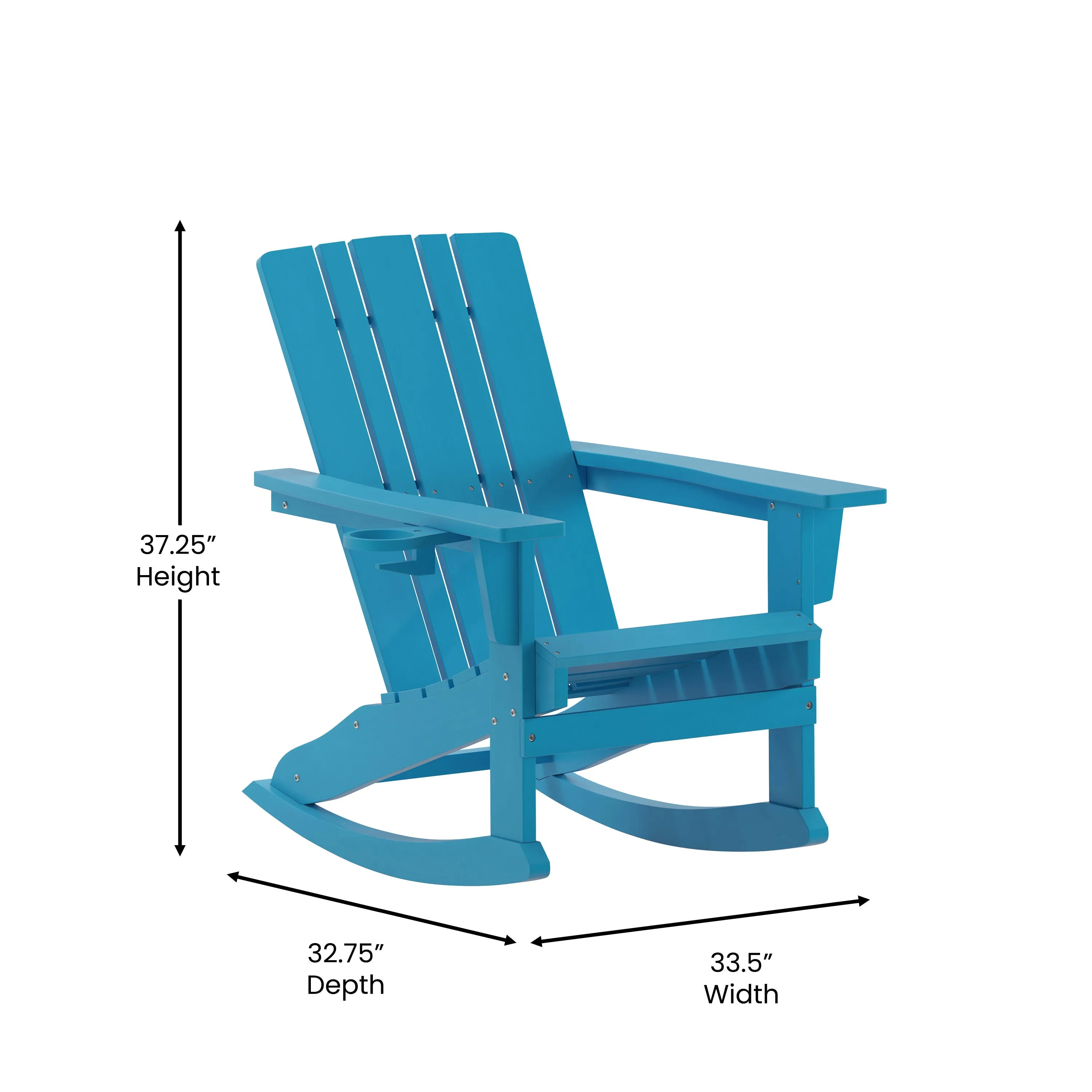 Halifax HDPE Adirondack Chair with Cup Holder and Pull Out Ottoman, All-Weather HDPE Indoor/Outdoor Chair