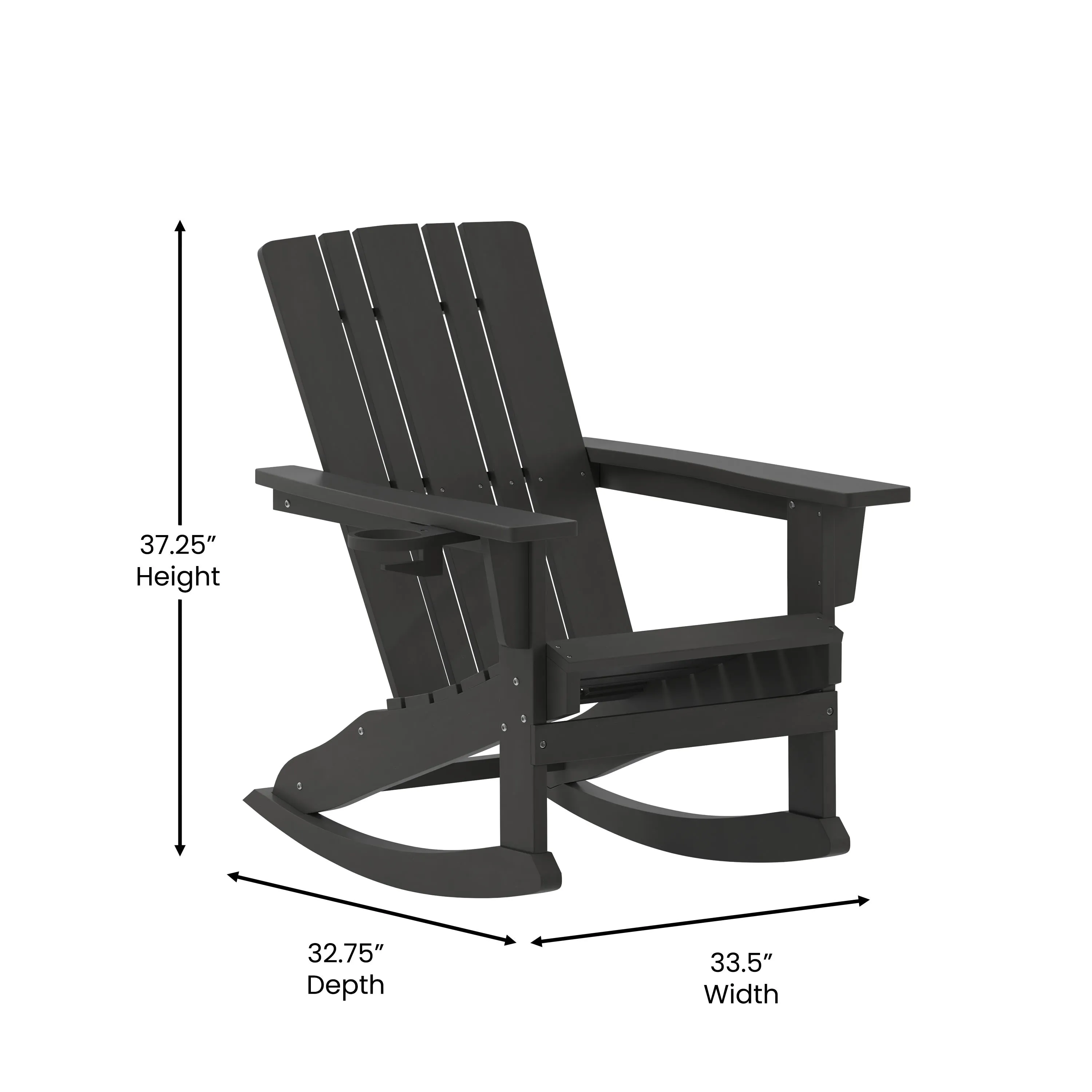 Halifax HDPE Adirondack Chair with Cup Holder and Pull Out Ottoman, All-Weather HDPE Indoor/Outdoor Chair