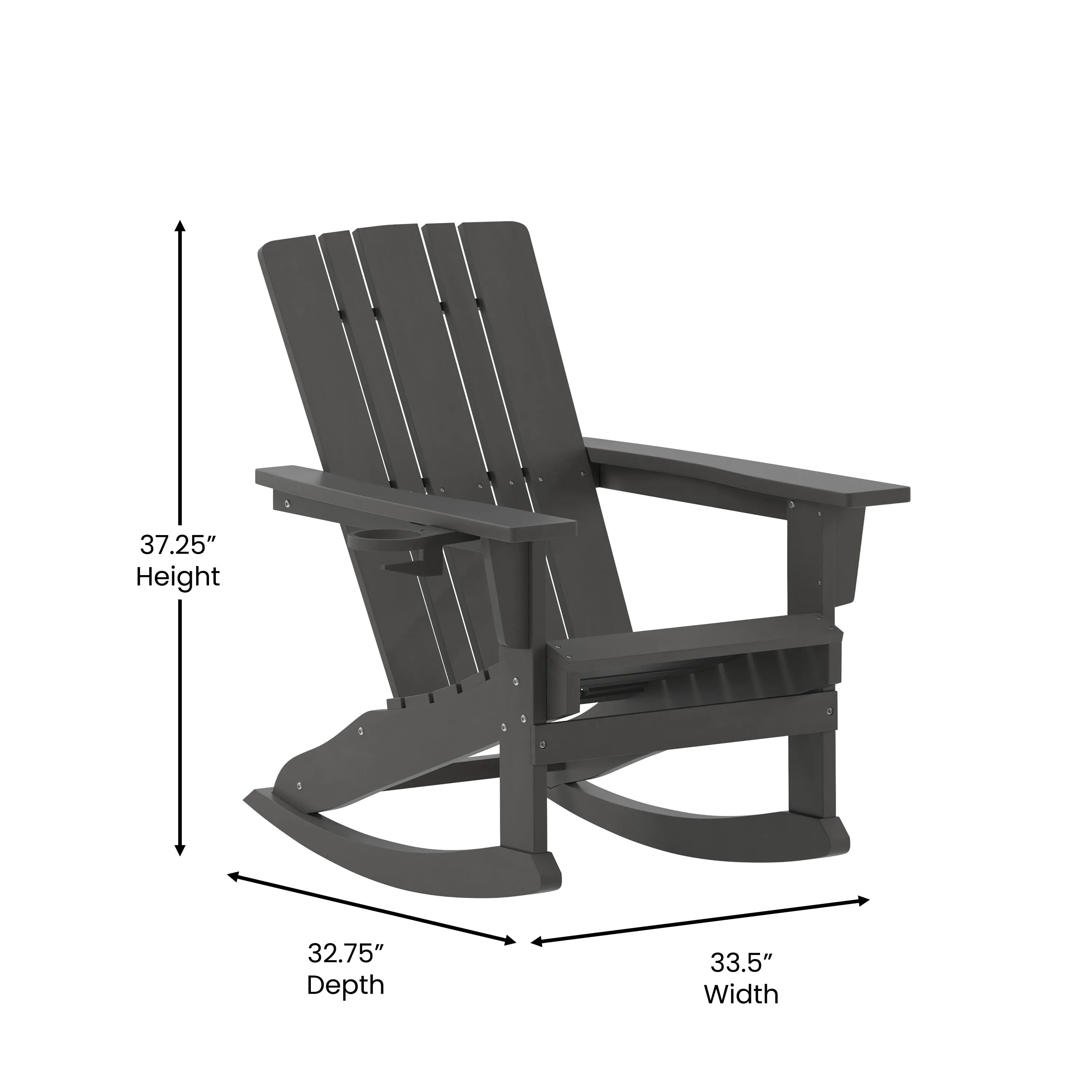 Halifax HDPE Adirondack Chair with Cup Holder and Pull Out Ottoman, All-Weather HDPE Indoor/Outdoor Chair