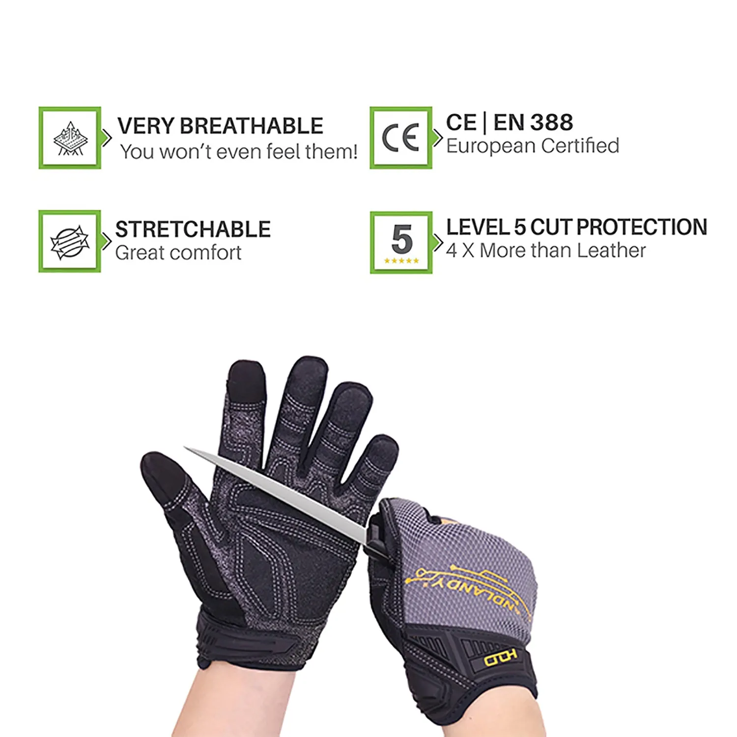 Handlandy Wholesale Mens work Mechanics Gloves Abrasion Resistant Safety 6077 (36/72/120 Pairs))