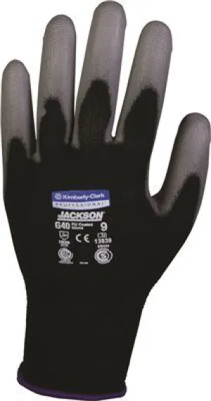 Jackson Safety* G40 Polyurethane-Coated Gloves Black With Black Hem Extra Large