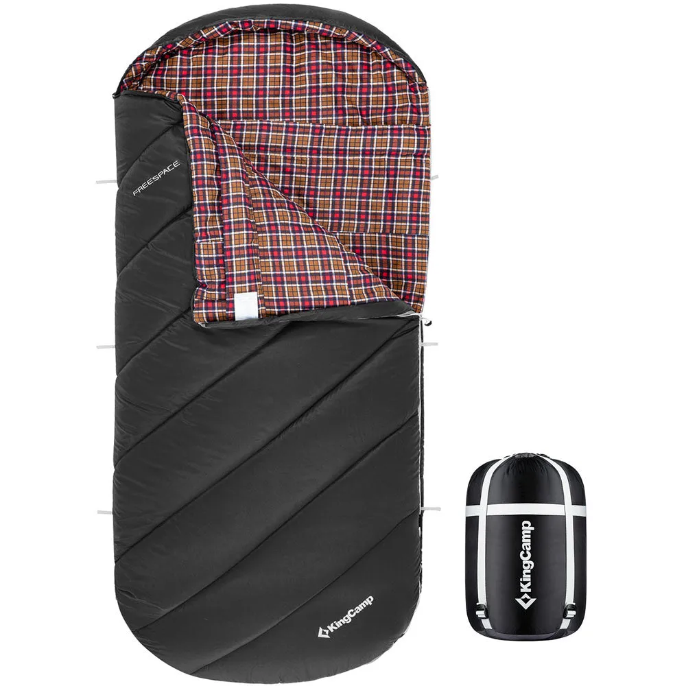 KingCamp 250g Filling 3 Season Cotton lining Black Plus Size Sleeping Bag