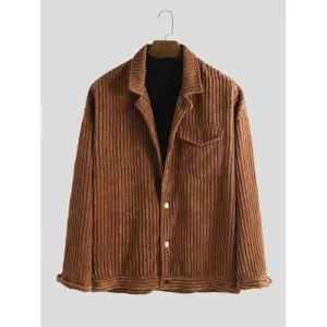 Mens Solid Color Corduroy Thicken Jackets