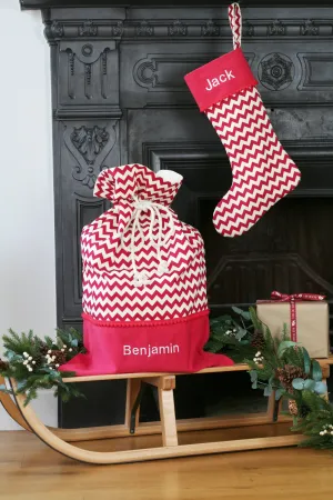 Personalised Christmas Stocking and Santa Sack Set CHEVRONS