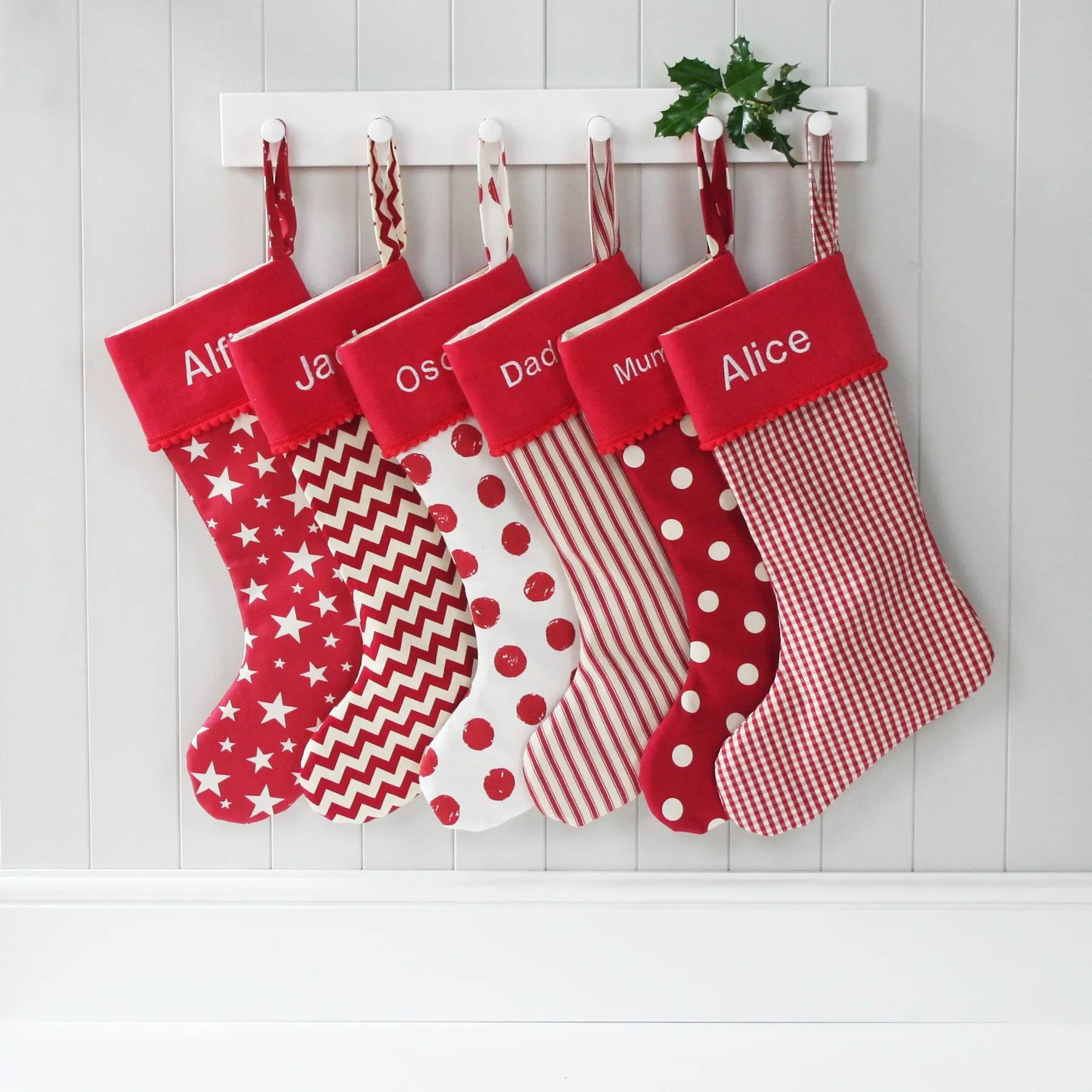 Personalised Pets Christmas Stocking RED SPOTS