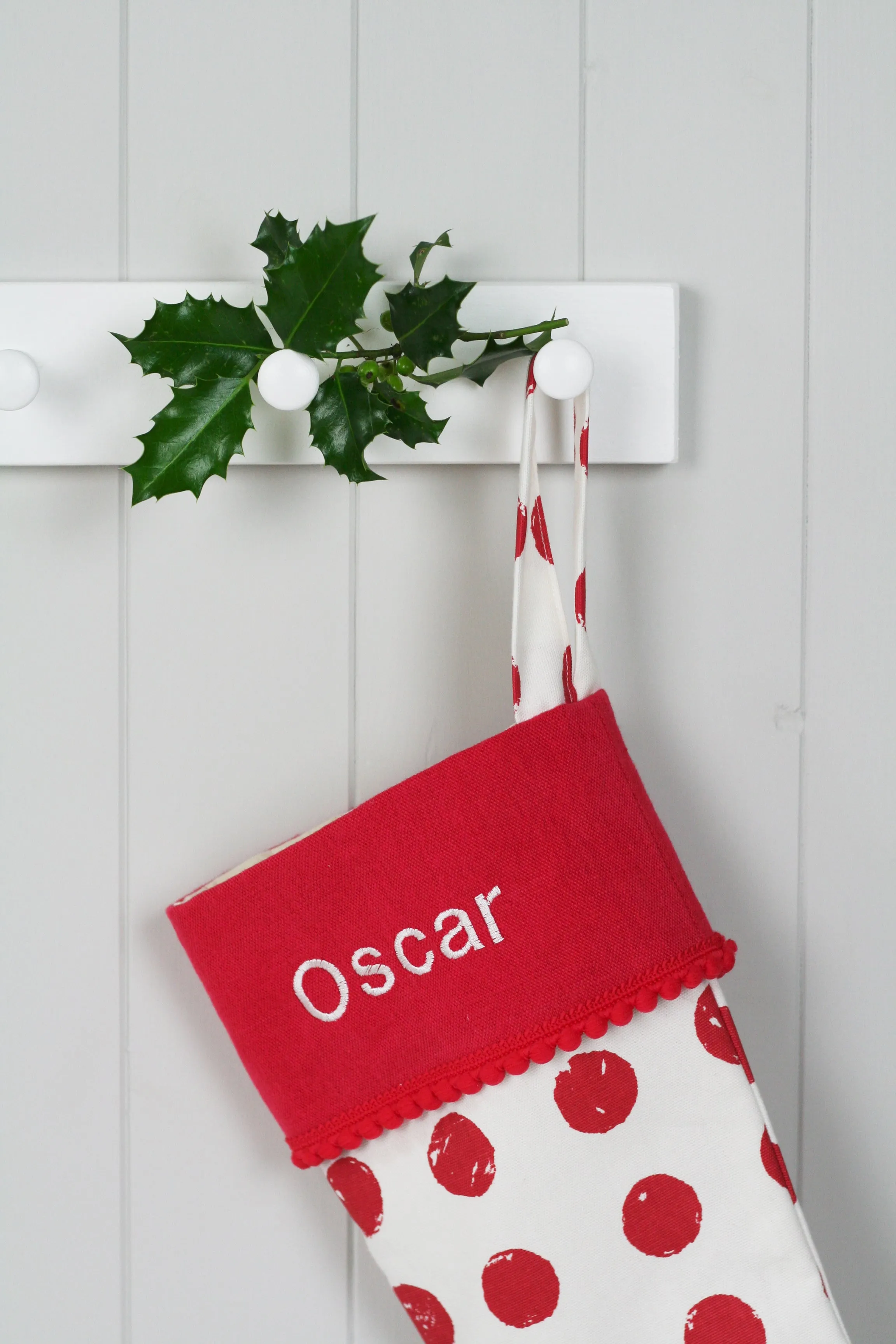 Personalised Pets Christmas Stocking RED SPOTS