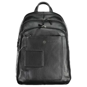 Piquadro Black Leather Men Backpack