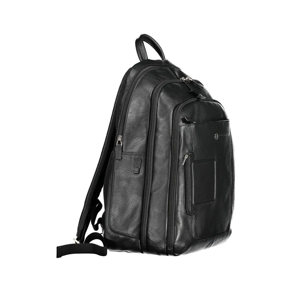 Piquadro Black Leather Men Backpack