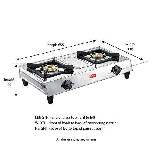 Prestige Stainless Steel Eco Gas Stove, 2 Burners