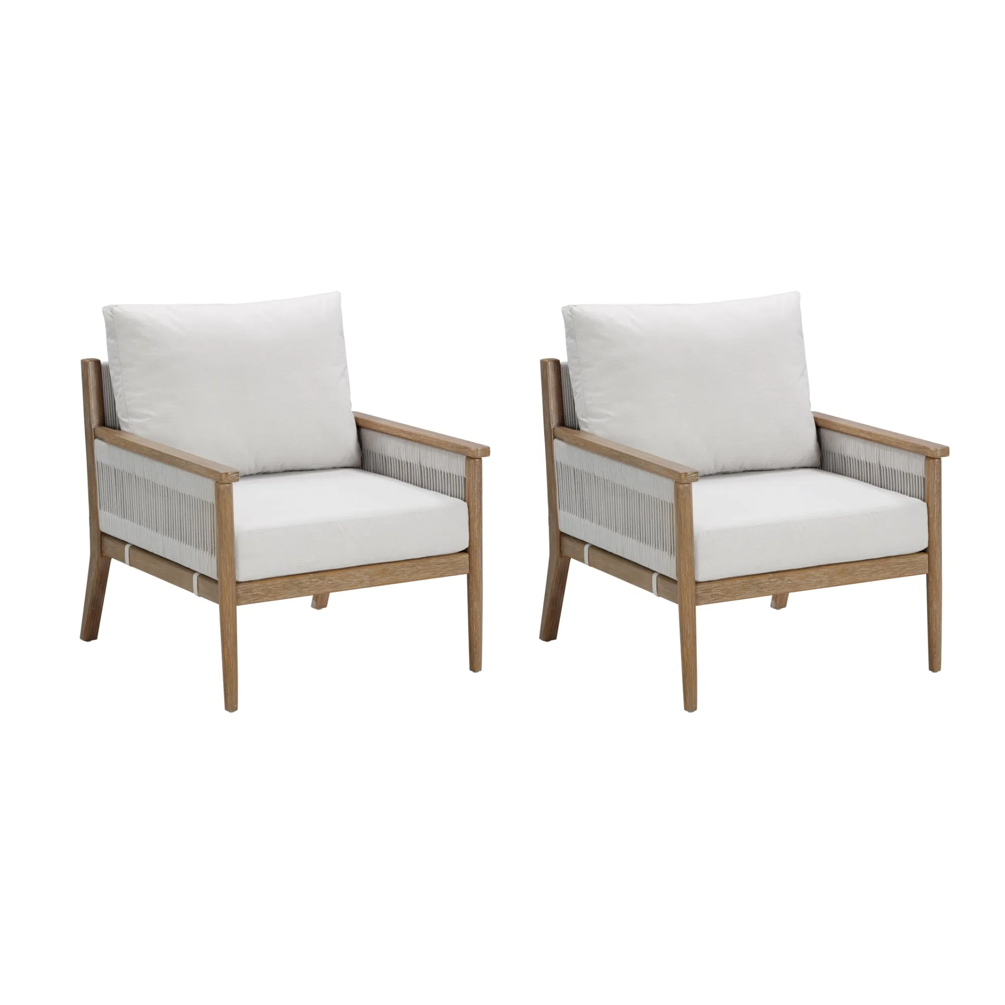 Rope Outdoor Patio Arm Chairs (Set of 2)