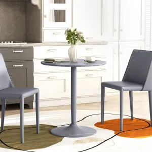 Round Dining Table w/ Steel Base, Non-slip Pad for Living Room Grey