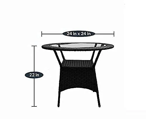 ROXXFLY Furniture Garden Patio 4 Seater Chair and Table Set Outdoor Balcony Garden Coffee Table Set Furniture with 1 Table and 4 Chairs Set - (Black)