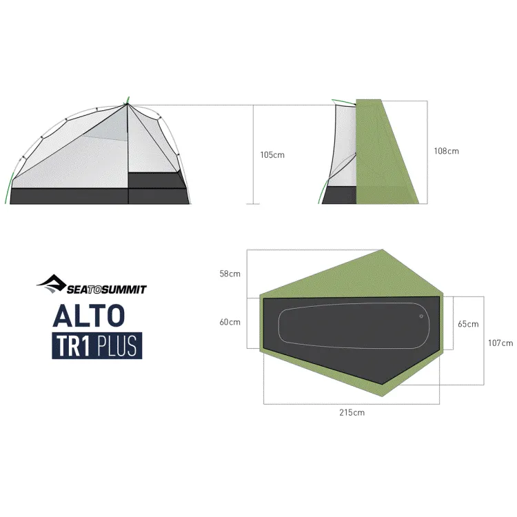 Sea To Summit Alto TR1 Plus Ultralite Backpacking Tent, 1.228kg