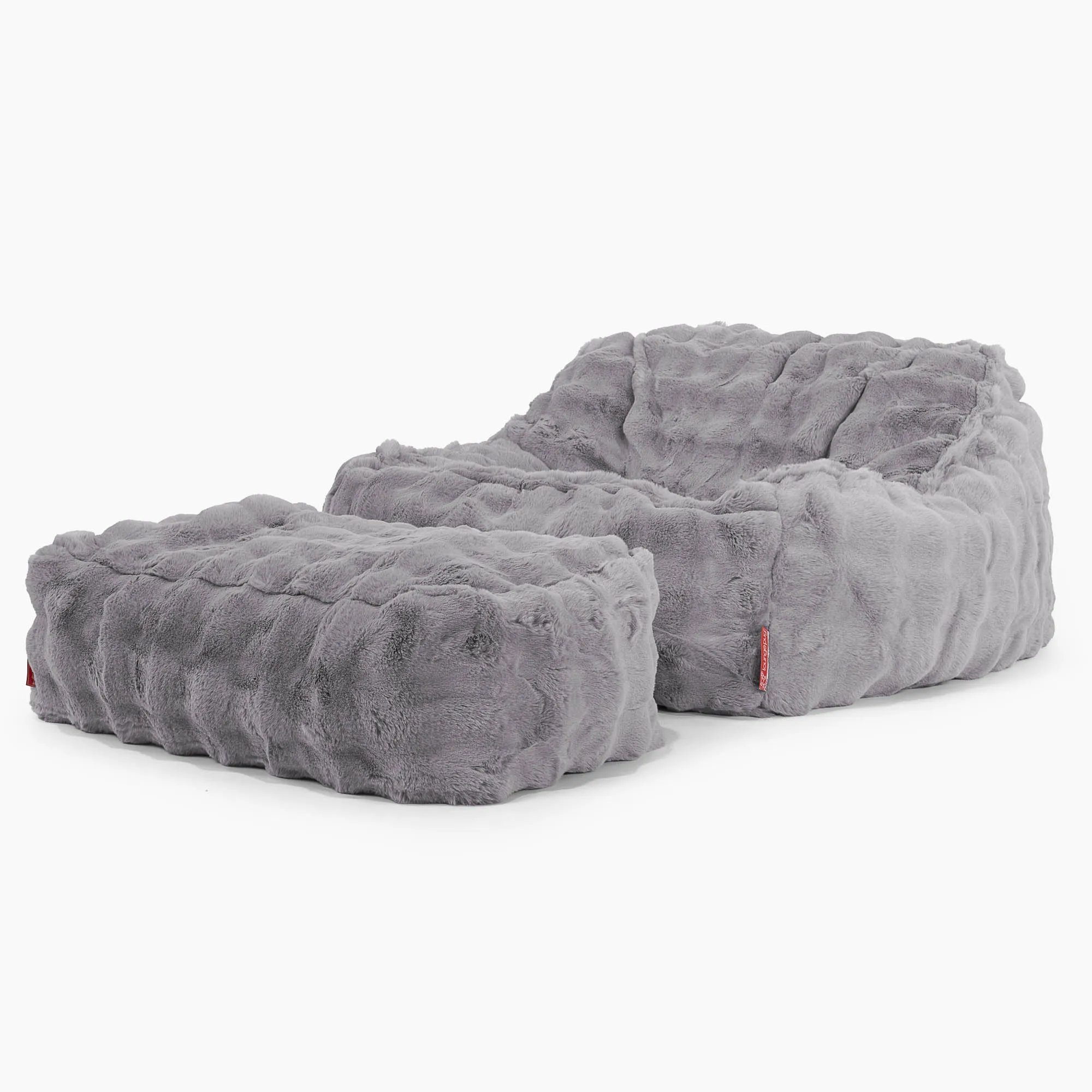 Sloucher Bean Bag Chair - Bubble Faux Fur Grey