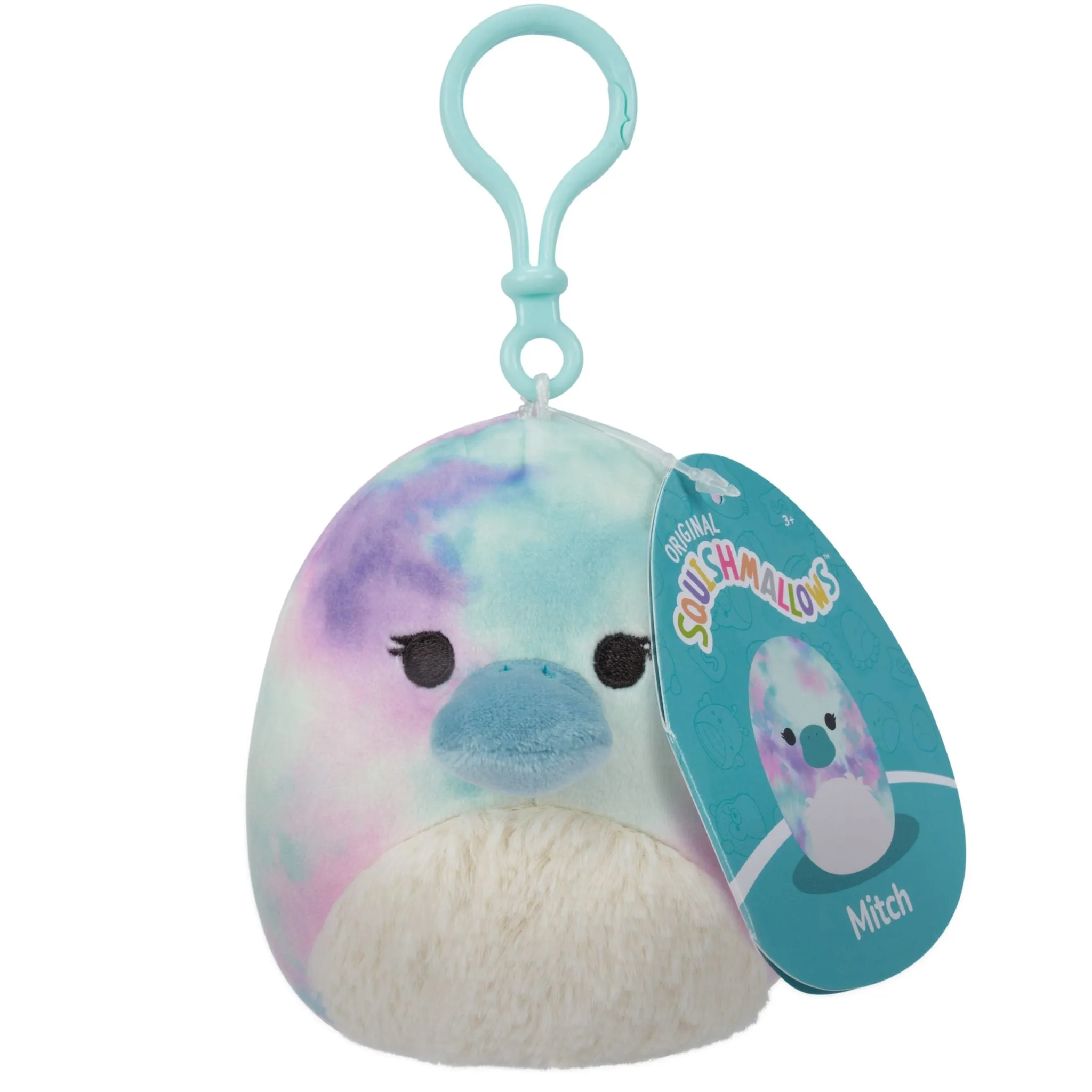 Squishmallows 3.5 Inch Plush Clip-On Mitch The WateRColor Tie-Dye Platypus