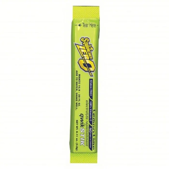 Sqwincher 060106-LL Zero Qwik Stik Hydration Packs, Lemon Lime, Single-Serve Size, Case of 10