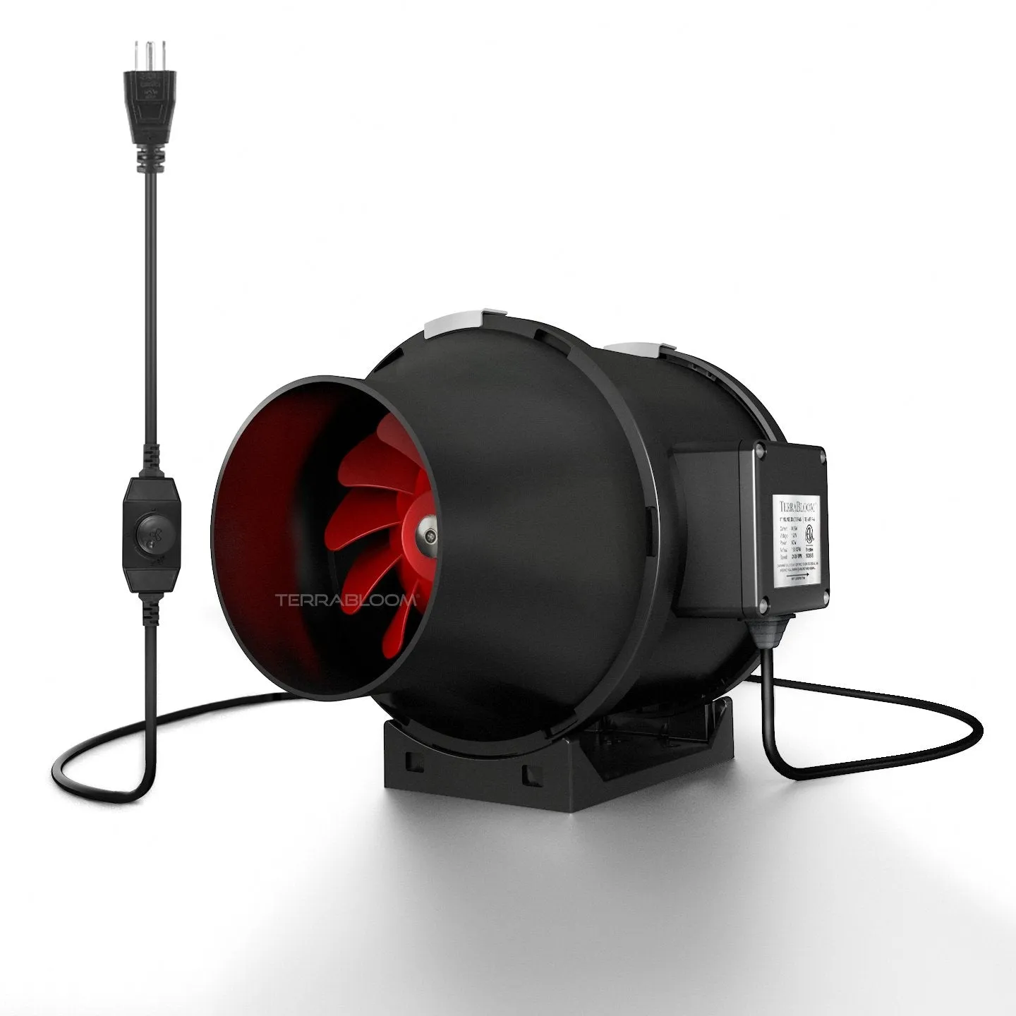 TerraBloom MFIF-4, 4", 188 CFM, 60W Inline Duct Fan with Variable Speed Controller