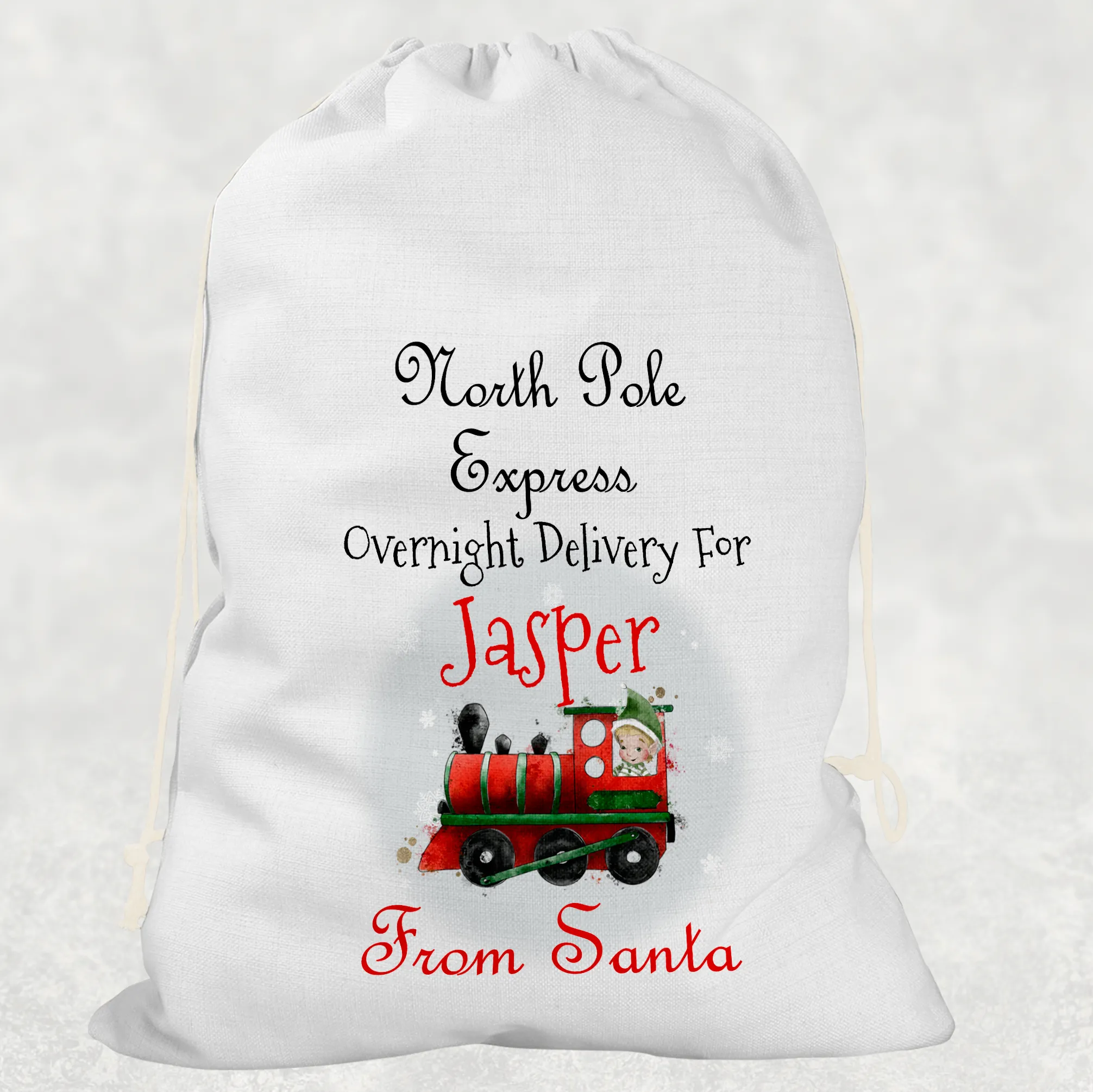 Train North Pole Express Personalised Christmas Santa Sack