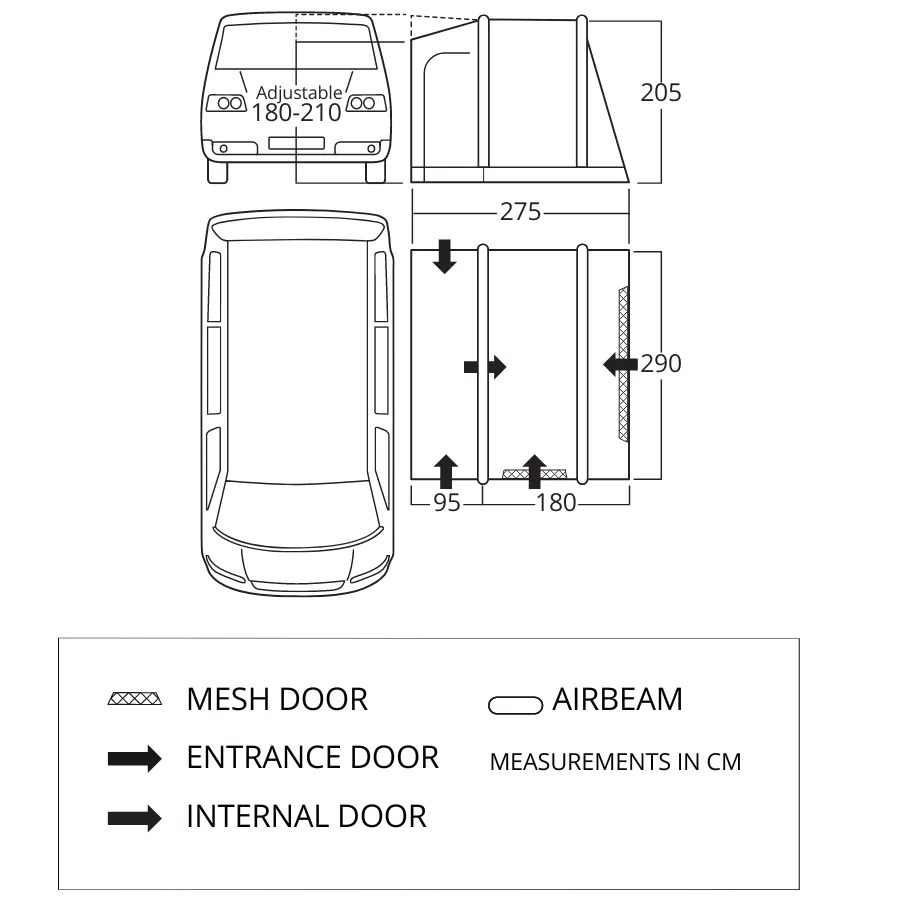 Vango Faros III Air Inflatable Drive Away Awning Cloud Grey - Low