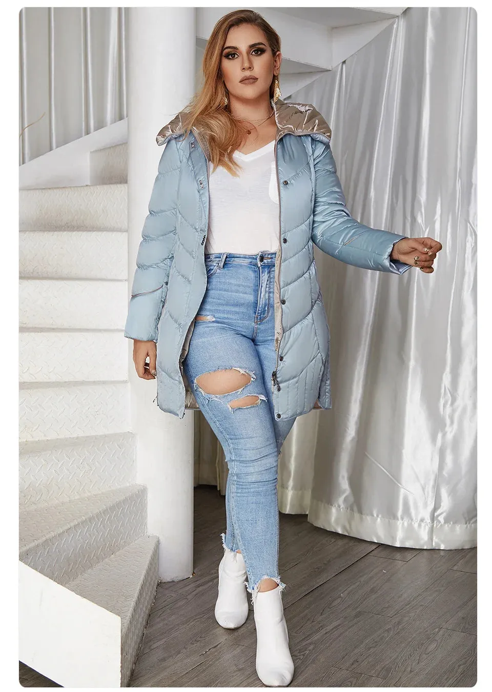 Women's winter Coat Casual Parkas Hooded Coats Plus Size Jacket