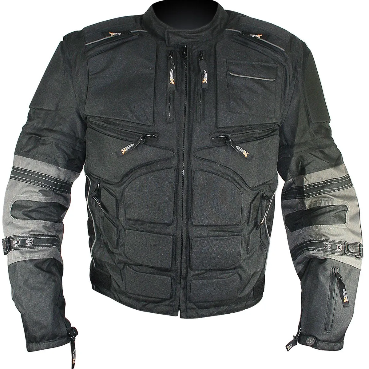 Xelement Men's Morph Black and Grey Tri-Tex Armored Jacket with Removable Sleeves CF5050