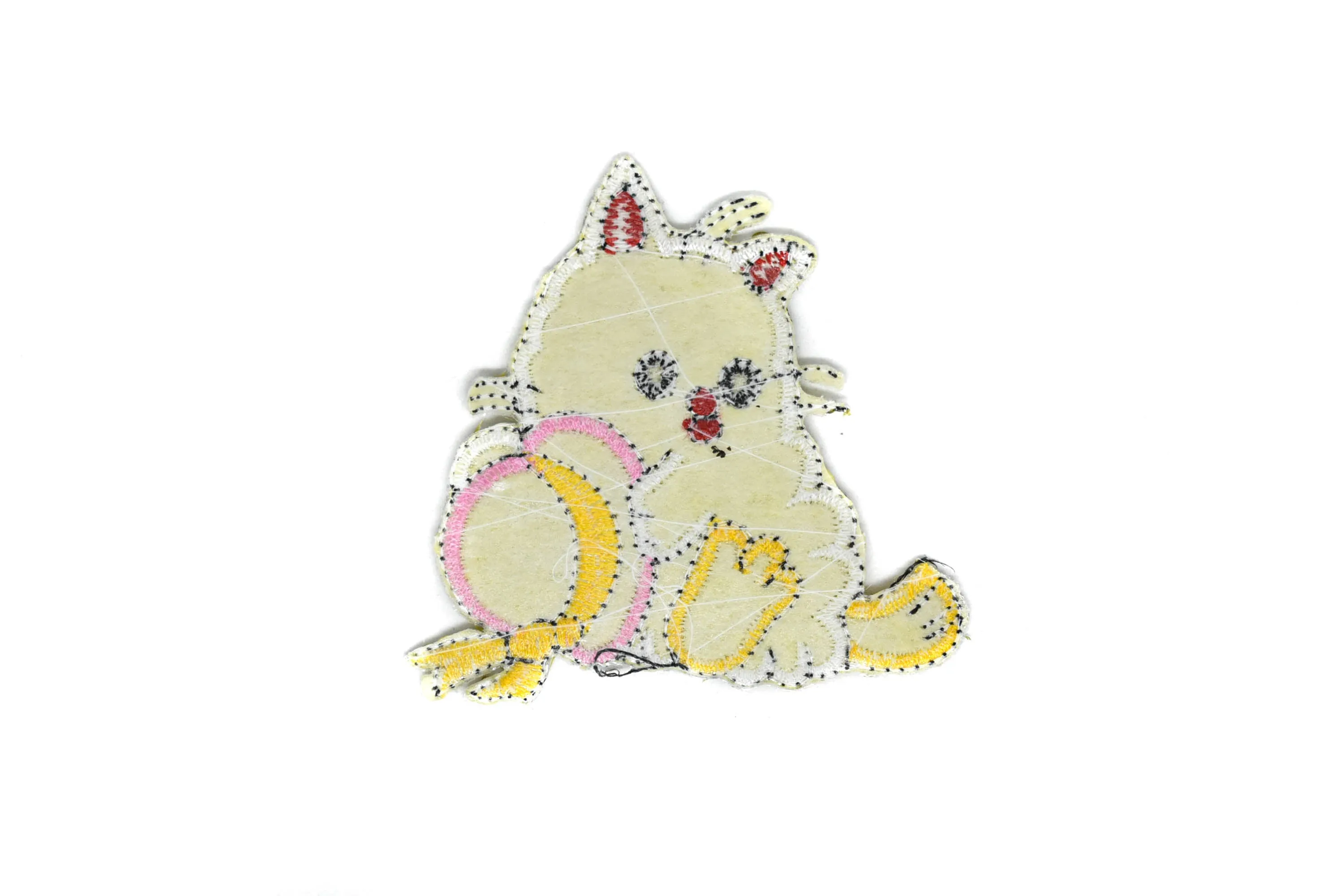 Yellow Kitty w/ Hat Iron-On Patch 2.75" x 2.50" - 1 Piece