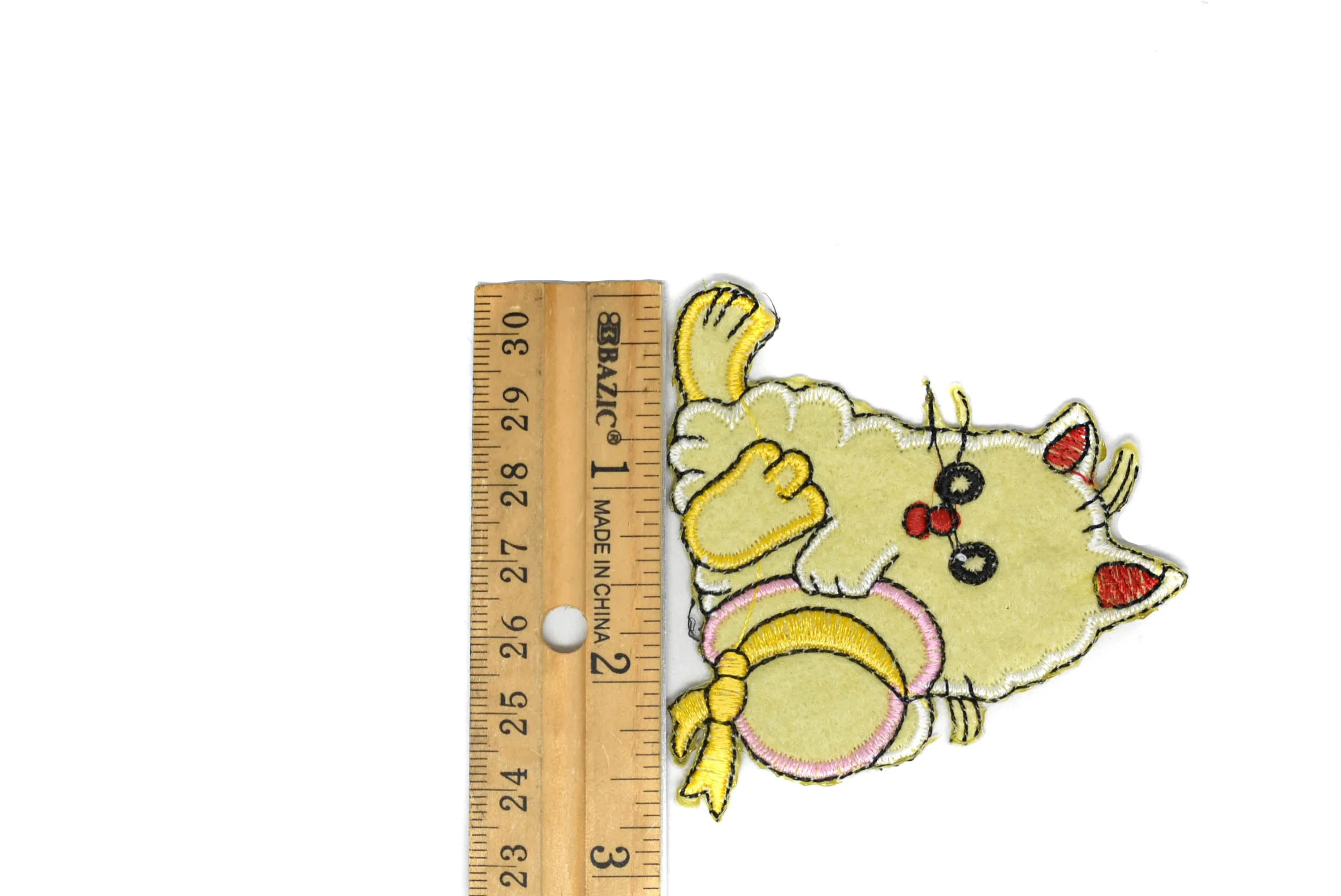 Yellow Kitty w/ Hat Iron-On Patch 2.75" x 2.50" - 1 Piece