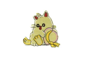 Yellow Kitty w/ Hat Iron-On Patch 2.75" x 2.50" - 1 Piece